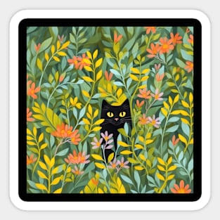 Cat in flower garden Sticker